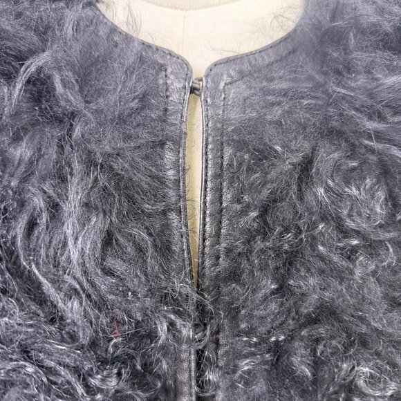 7 For All Mankind Womens Black Lamb Fur Sweater Vest Soft Fuzzy Texture Size S - Picture 5 of 9